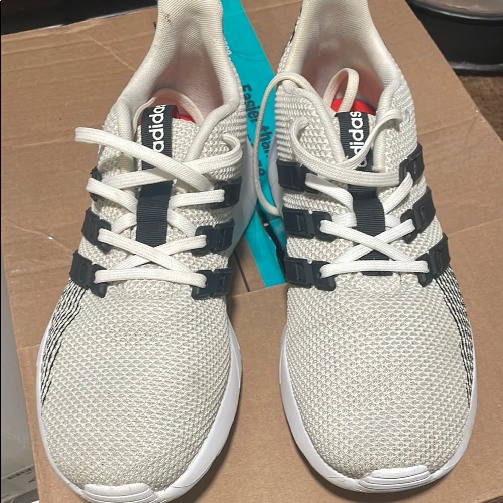 Adidas White and Black Athletic Shoes with Breathable Mesh